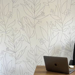 wallpaper, peel and stick wallpaper, Home decor ,Floral wallpaper,  Abstract black floral line wallpaper, Office room wallpaper, Black and white wallpaper, 