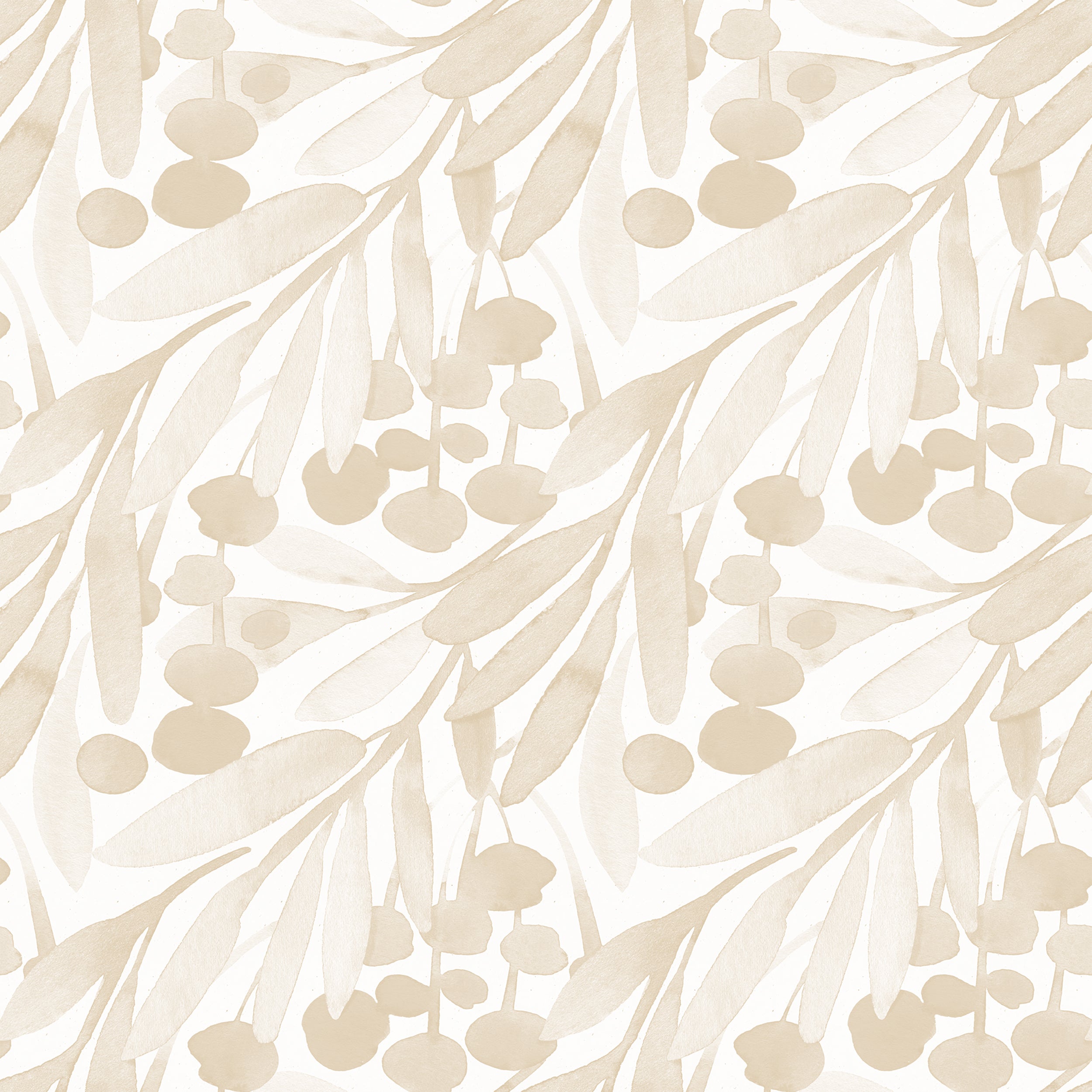 A subtle watercolour design of botanical leaves and berries in soft beige tones, the Watercolour Botanical Wallpaper brings a tranquil, naturalistic feel to any room, ideal for creating a relaxing and aesthetically pleasing environment.