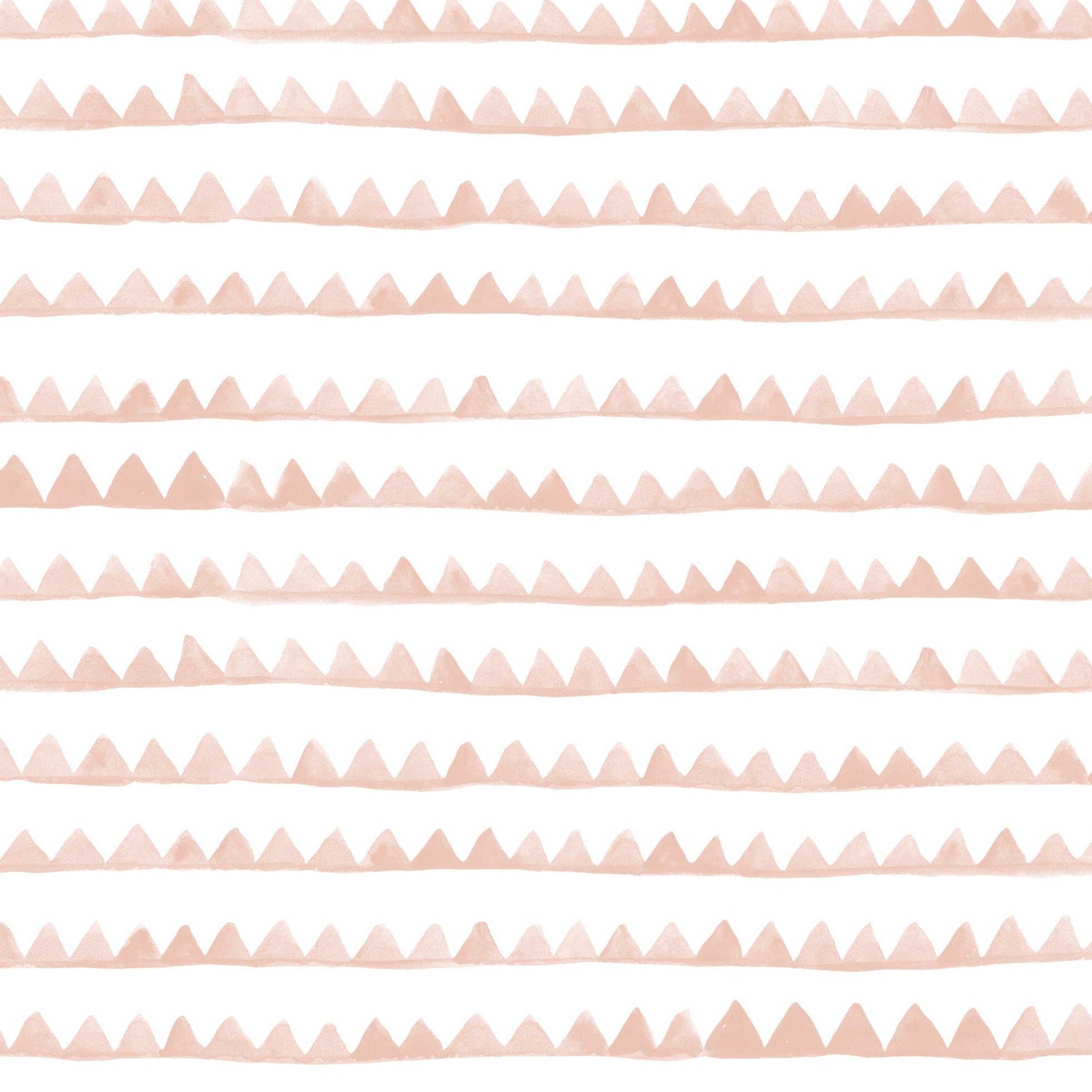 Seamless pattern of muted terracotta zigzags alternating in rows on a clean white background. The minimalist geometric design is stylized yet playful, making it well-suited for children's rooms or creative spaces.