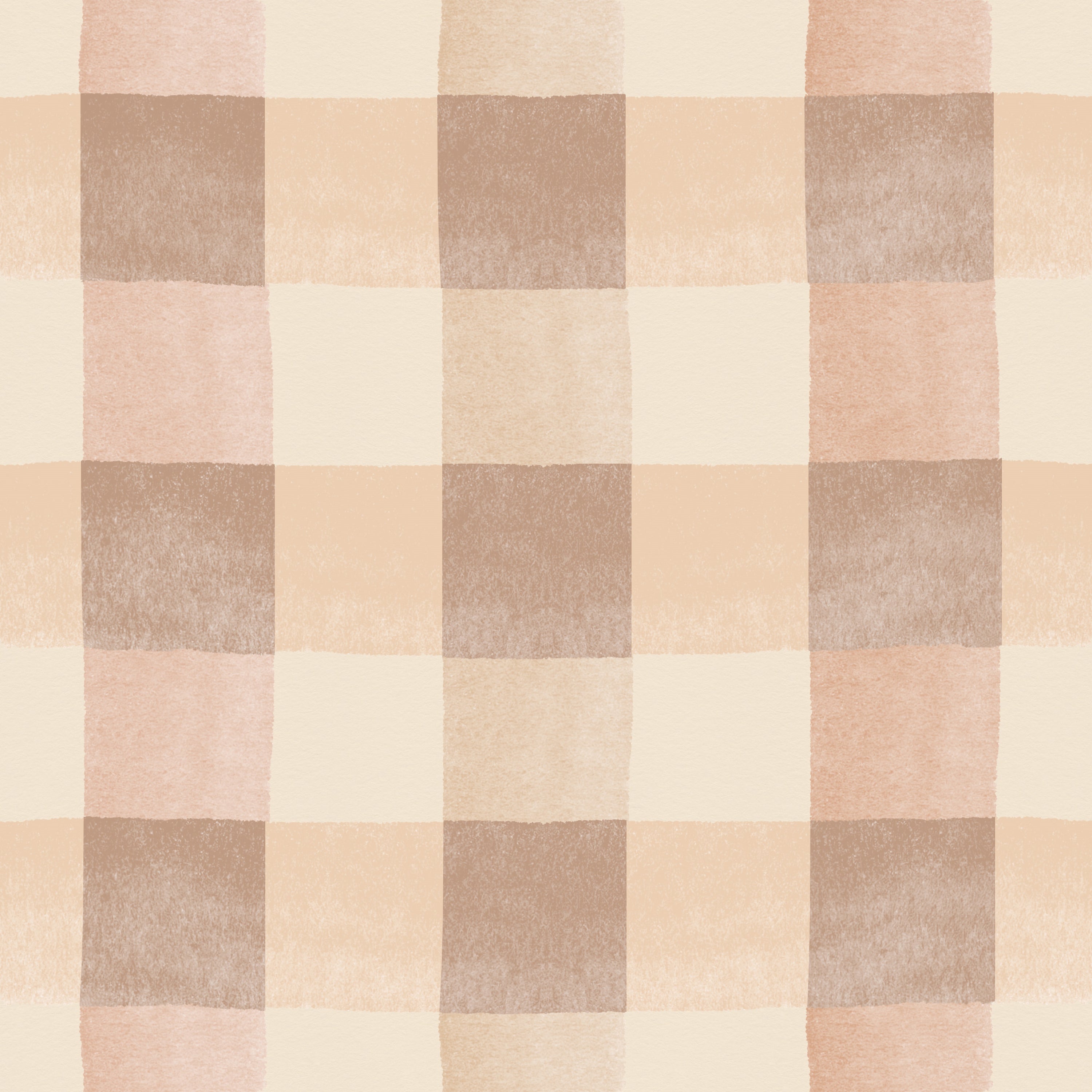 Camille Wallpaper displaying a soft checkered pattern in pastel shades of beige and cream. Each square alternates in color and texture, adding a subtle yet sophisticated visual interest to the design.