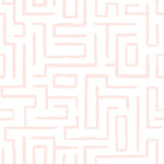 A modern wallpaper named Organic Wallpaper 19, featuring a maze-like pattern of interconnected lines in a soft pink color on a white background, giving a fresh and contemporary feel to any interior.