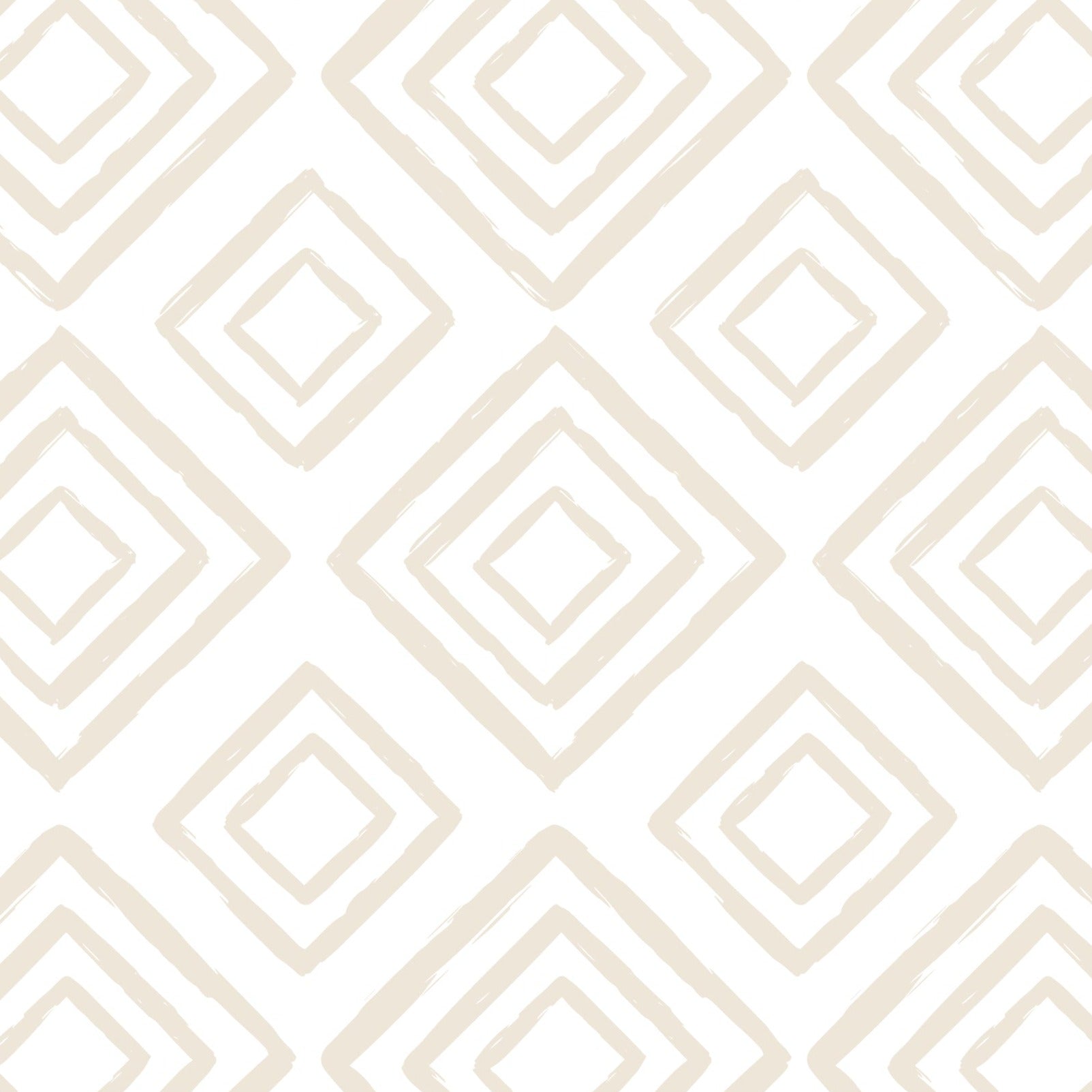 A geometric pattern wallpaper named Organic Shape Wallpaper 18, featuring a repetitive design of diamond shapes interconnected with lines, all in a muted taupe color on a white background, suitable for contemporary interiors.