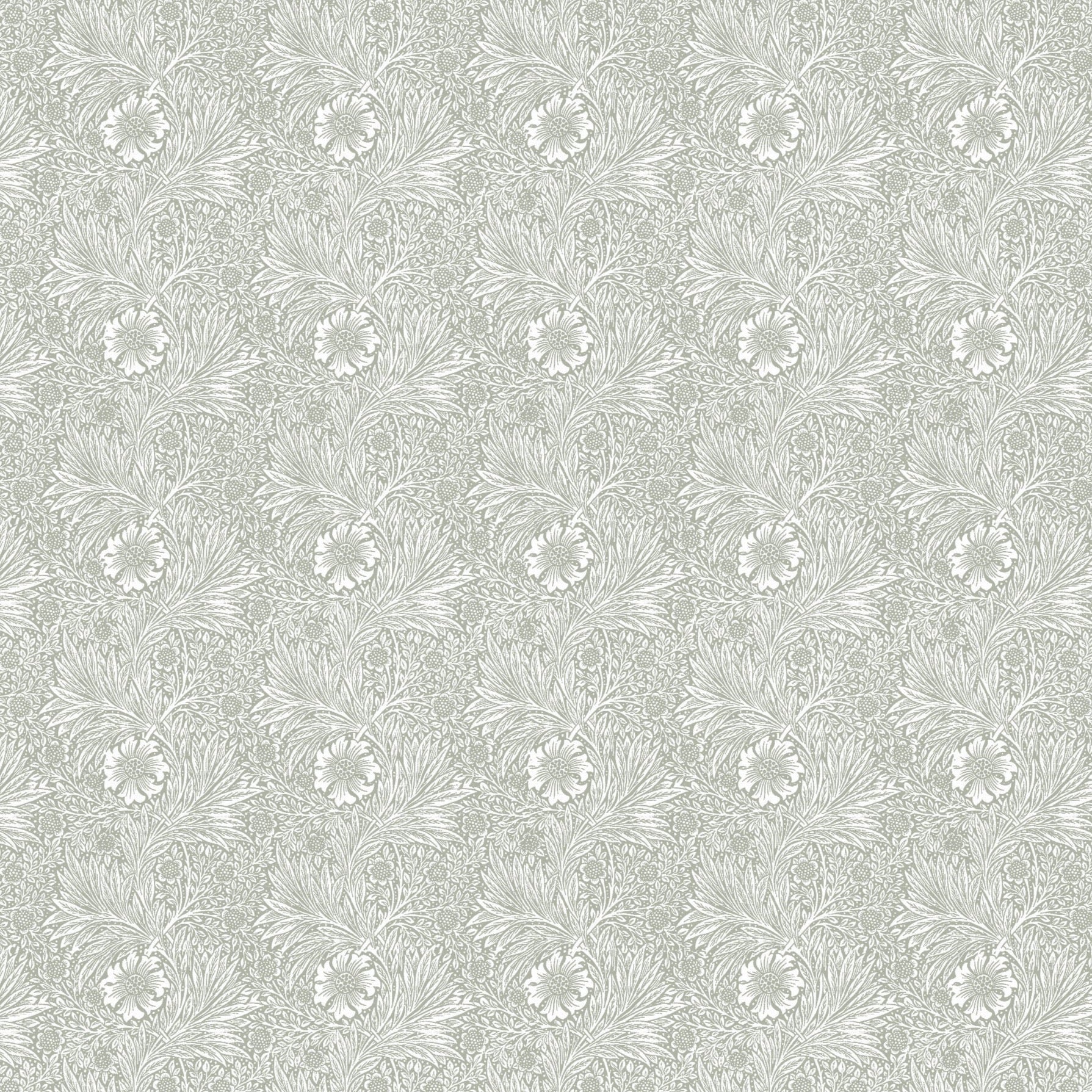Close-up of Olive Timeless Floral Wallpaper displaying a detailed floral design in olive green and soft gray, ideal for adding a touch of traditional elegance to any room