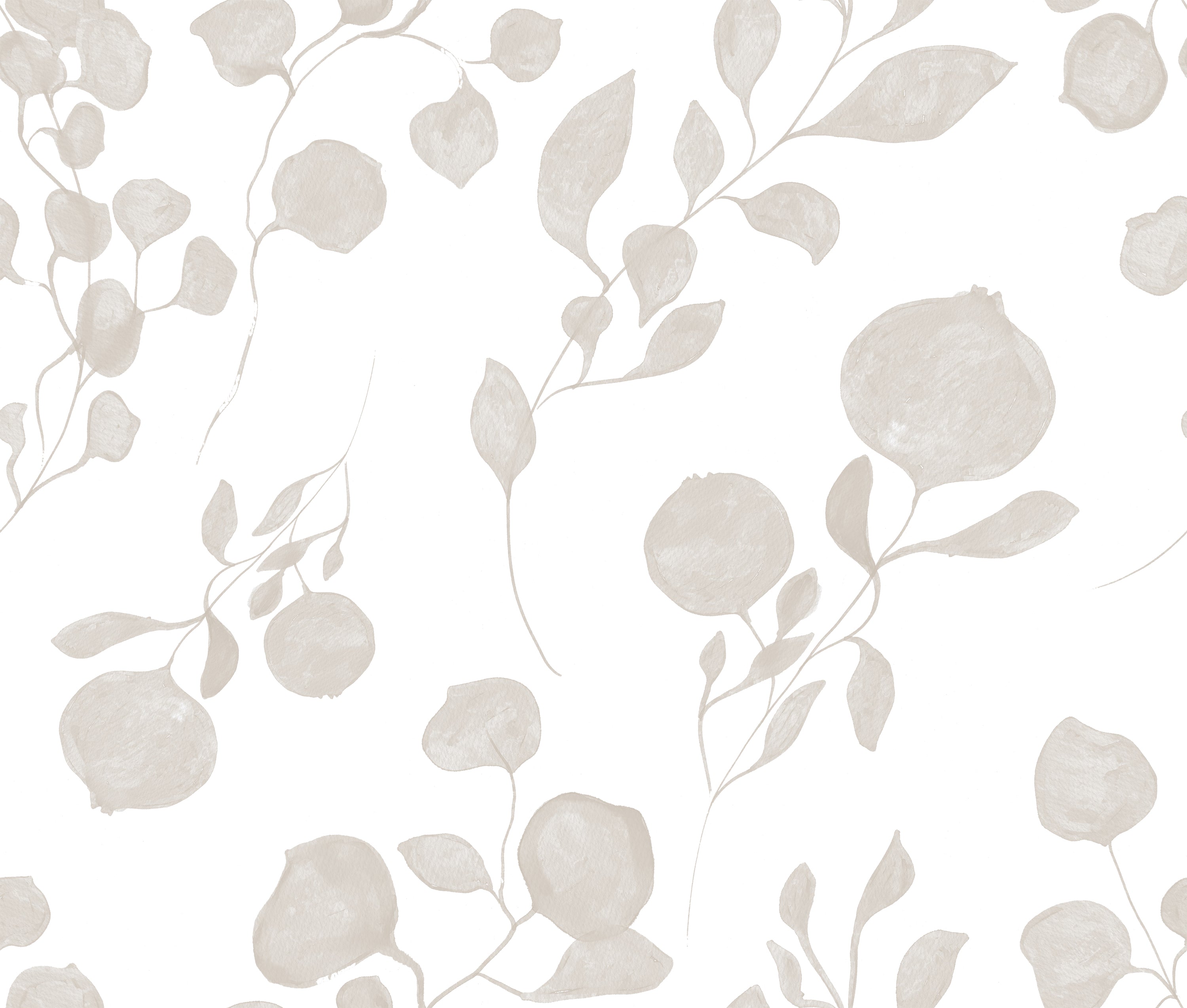 A close-up view of the "Atelier Botanique Wallpaper," which depicts a delicate array of sketched botanicals in grey on a soft white background. The pattern adds a gentle and artistic touch to any room, perfect for spaces that embrace a calm and neutral palette.