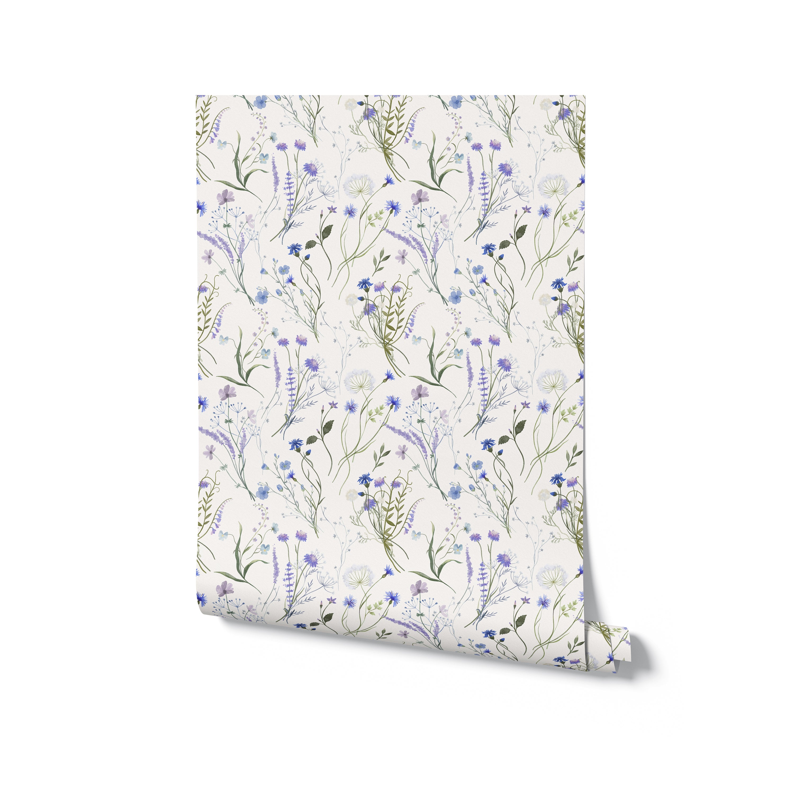 A roll of the Wildflower Bouquet Wallpaper, illustrating the lush and detailed design of wildflowers and greenery that make it perfect for adding a touch of nature’s beauty to any interior space.