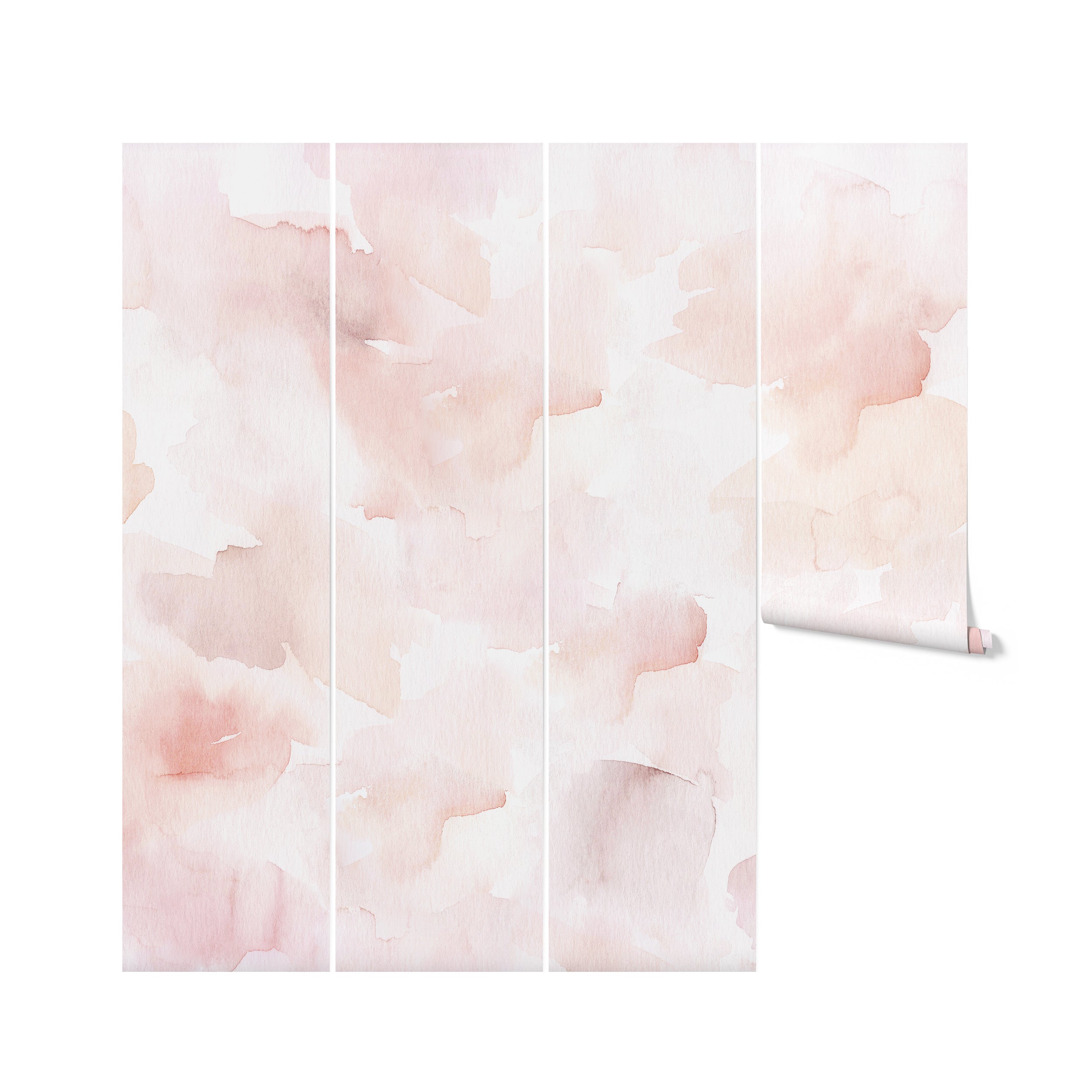 A detailed view of the Hand Painted Mural Wallpaper, showcasing its unique abstract watercolor strokes in shades of pink and cream, creating a dreamy and organic feel, perfect for a statement wall in any contemporary home.
