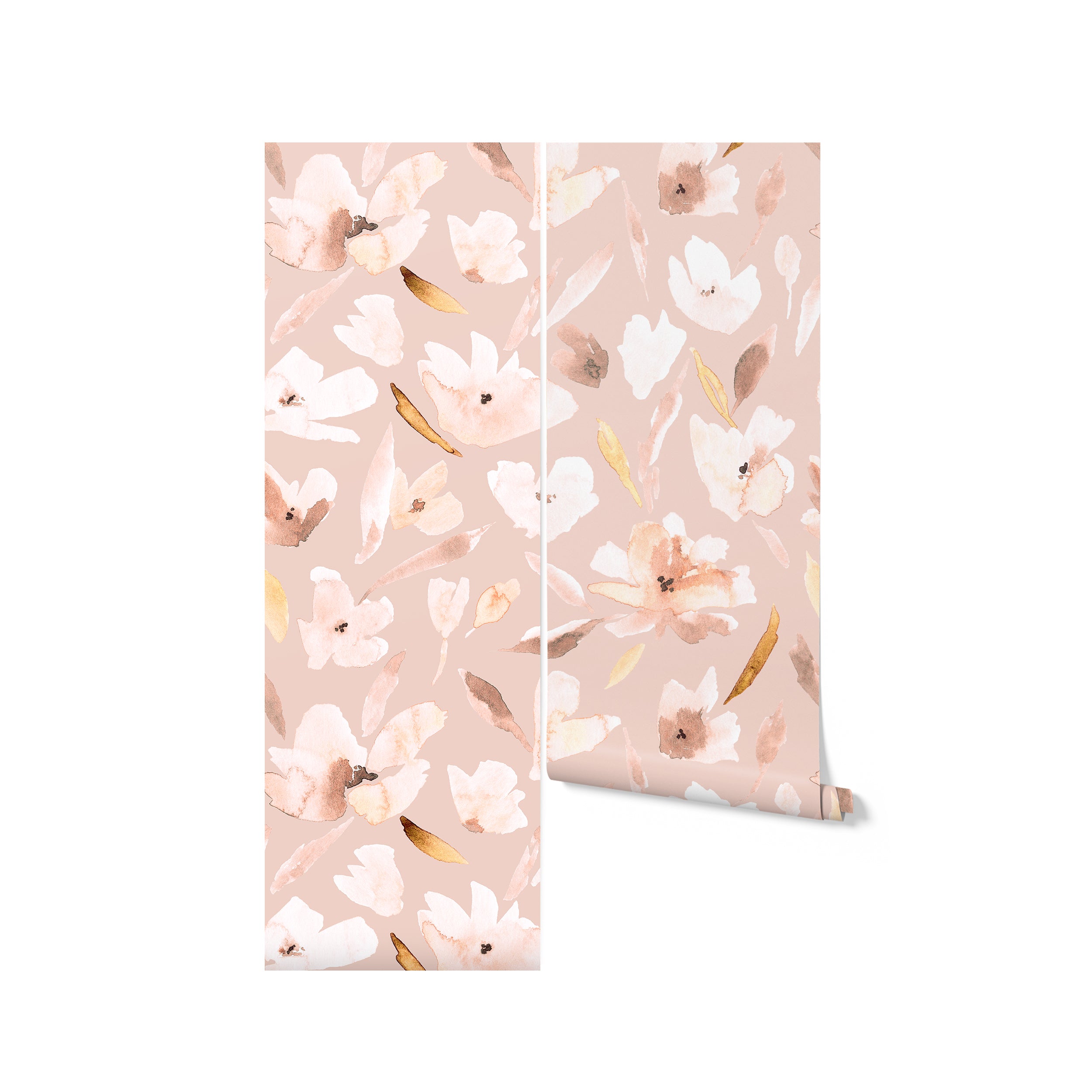 A roll of Prettiest in Pink Floral Wallpaper, revealing the beautiful and continuous flow of the watercolor floral pattern that radiates femininity and elegance, ready to transform a room into a peaceful and pretty sanctuary.