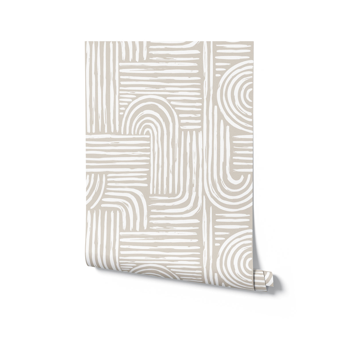 Neutral Geometric Wallpaper – Timberlea Interiors