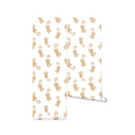 Rolled Cute Monkey Wallpaper displaying numerous playful monkey illustrations scattered in a random pattern. This charming design is perfect for adding a fun and lively touch to children’s rooms or play areas.