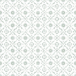 An elegant wallpaper design called Euclid, showcasing a seamless pattern of pale blue geometric flowers on a crisp white background, perfect for adding a subtle touch of sophistication to any room.