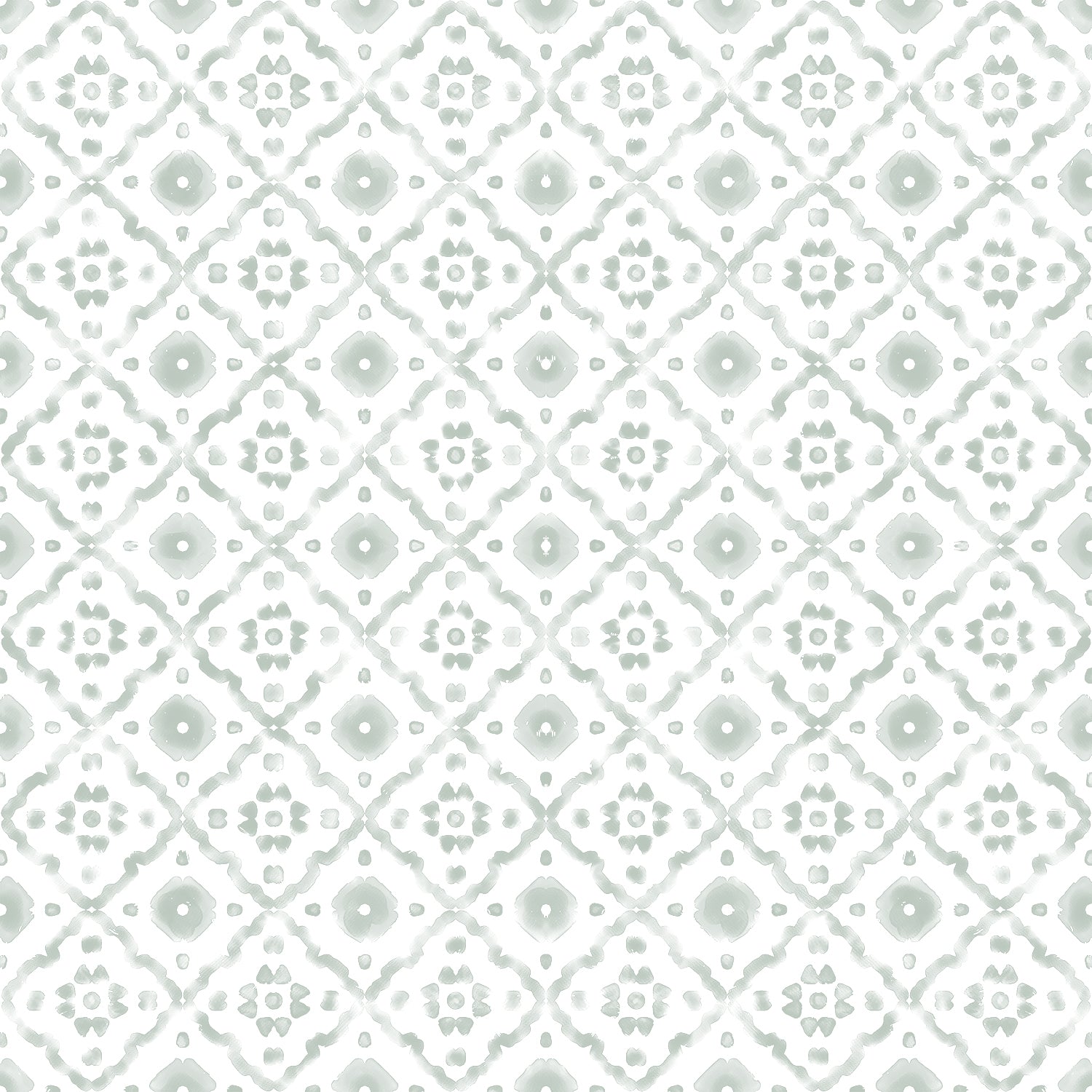 An elegant wallpaper design called Euclid, showcasing a seamless pattern of pale blue geometric flowers on a crisp white background, perfect for adding a subtle touch of sophistication to any room.