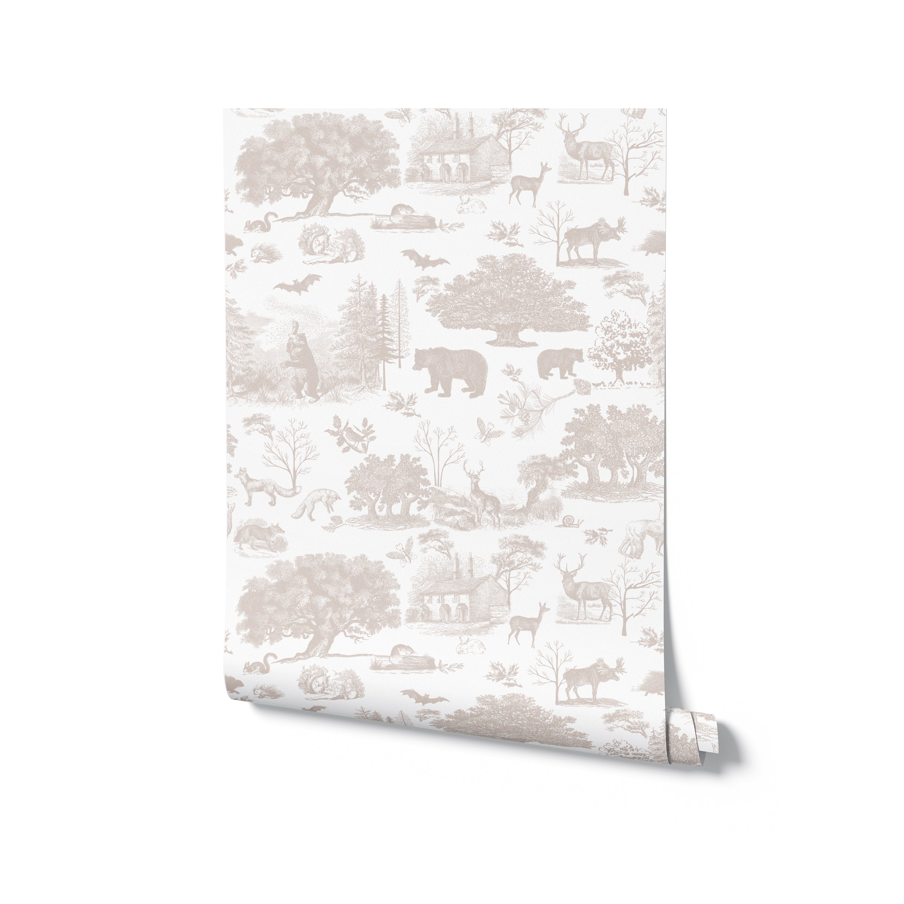 Vintage Neutral Toile Wildlife Wallpaper – Timberlea Interiors