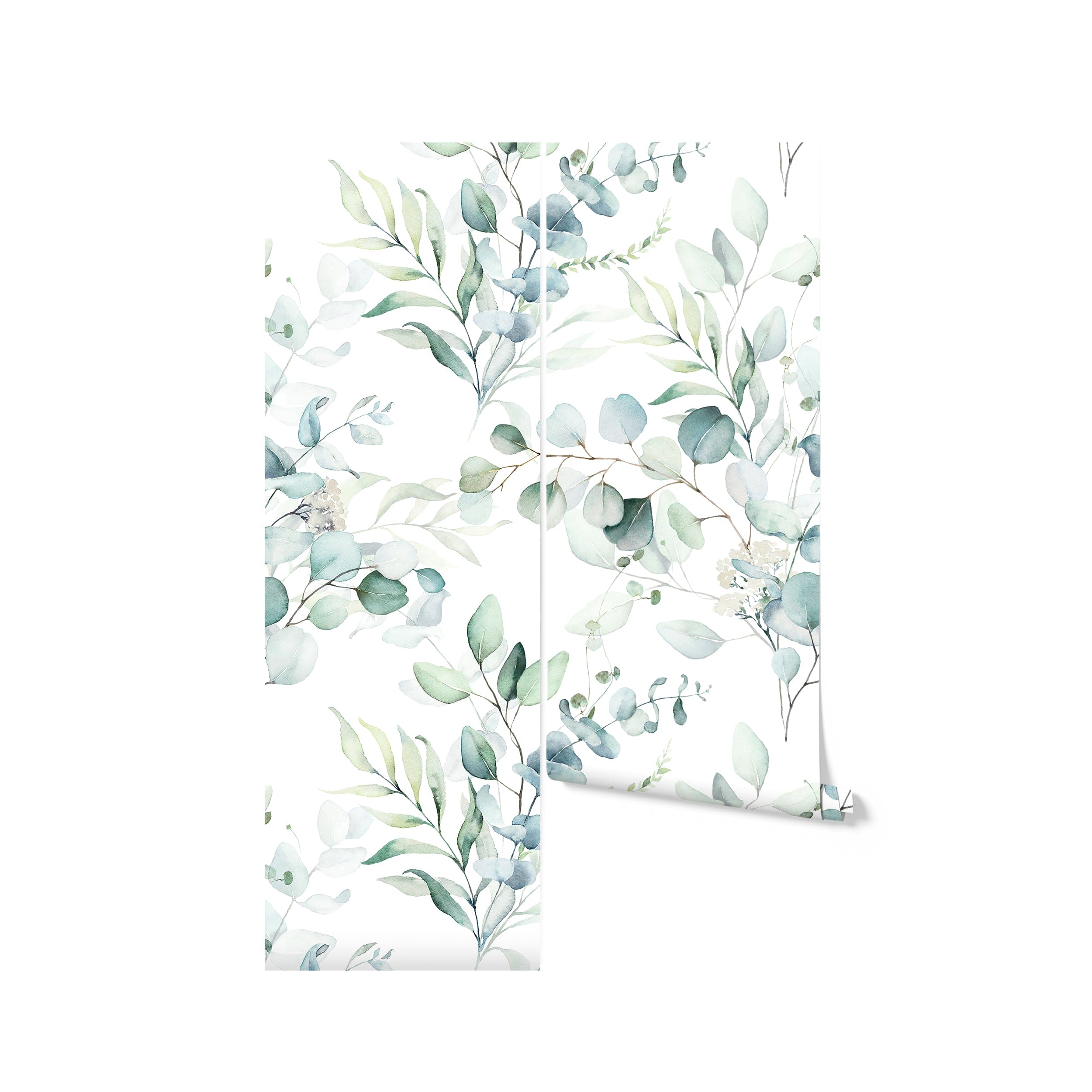A roll of Green Leaves and Branches Wallpaper - Large unfurling to display the lush, detailed foliage pattern, perfect for adding a bold yet calming nature-inspired statement to walls in a home or office setting.