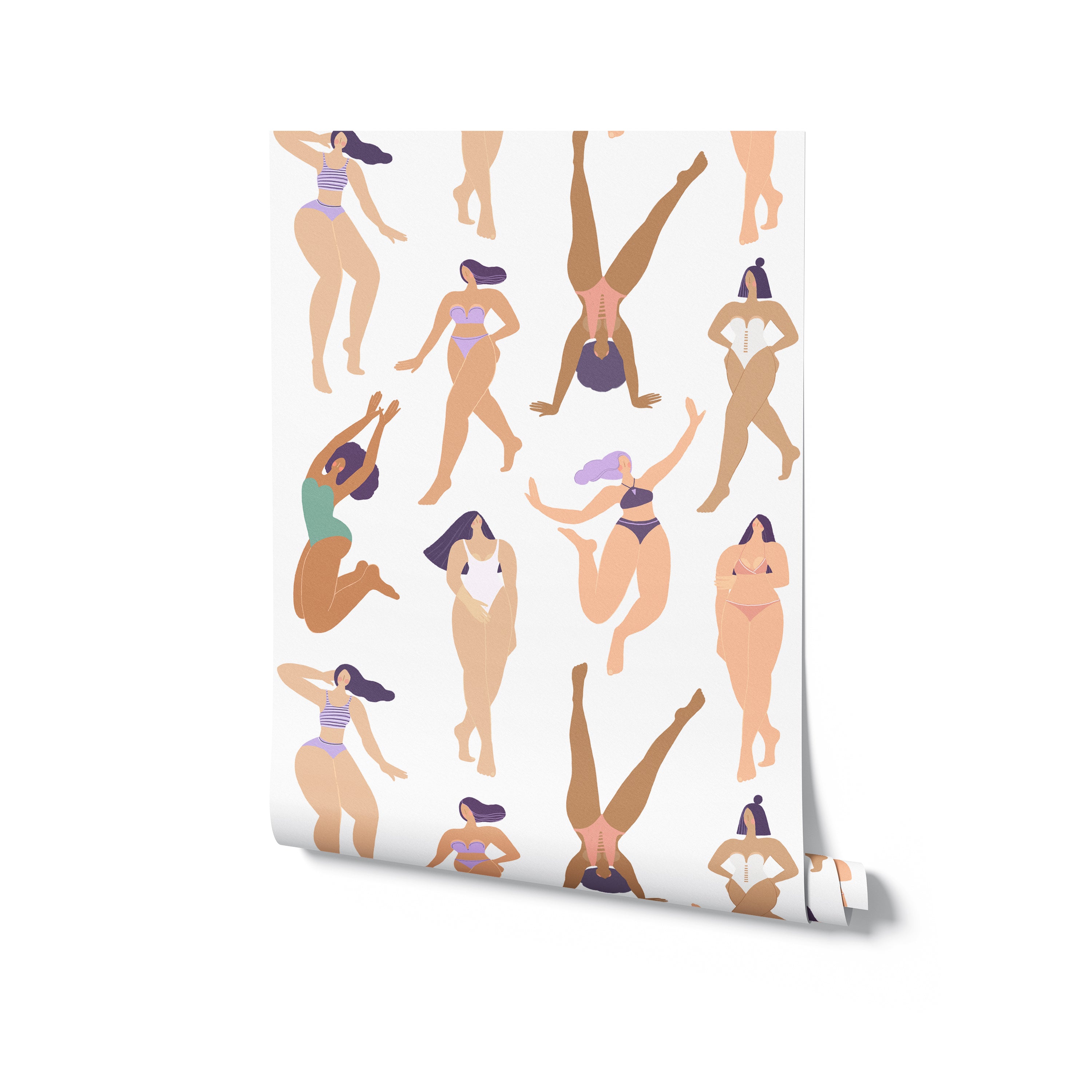 Roll of Girls in Paradise Wallpaper II with pattern of women in various celebratory poses
