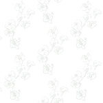 A close-up view of the Floral Line Art Wallpaper featuring delicate hand-drawn flowers and branches in a continuous line style on a clean white background