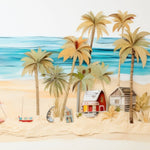 "Vivid wall mural of a serene beach landscape, enhancing the calmness of any room."