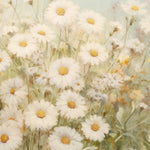 Daisy Field mural showing a close-up of the delicate white daisies and soft pastel background