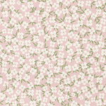 Roll of floral wallpaper with small white flowers on a pink background