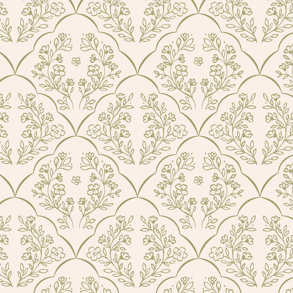 Decorative pattern with floral elements on a beige background