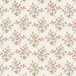 Floral pattern with pink flowers and green leaves on a light background