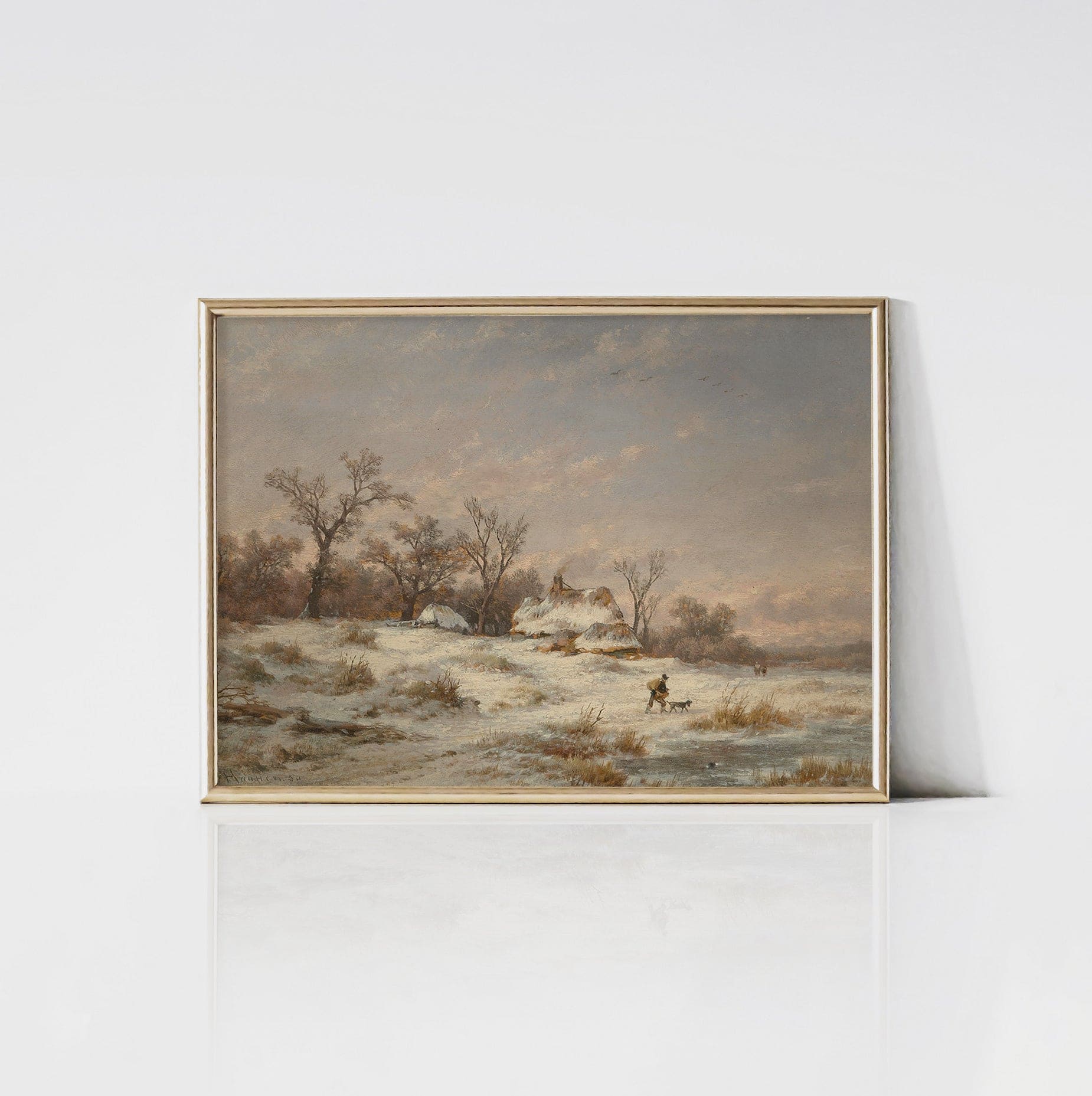 Winter Landscape with Decorative Figures - Vintage Art Print