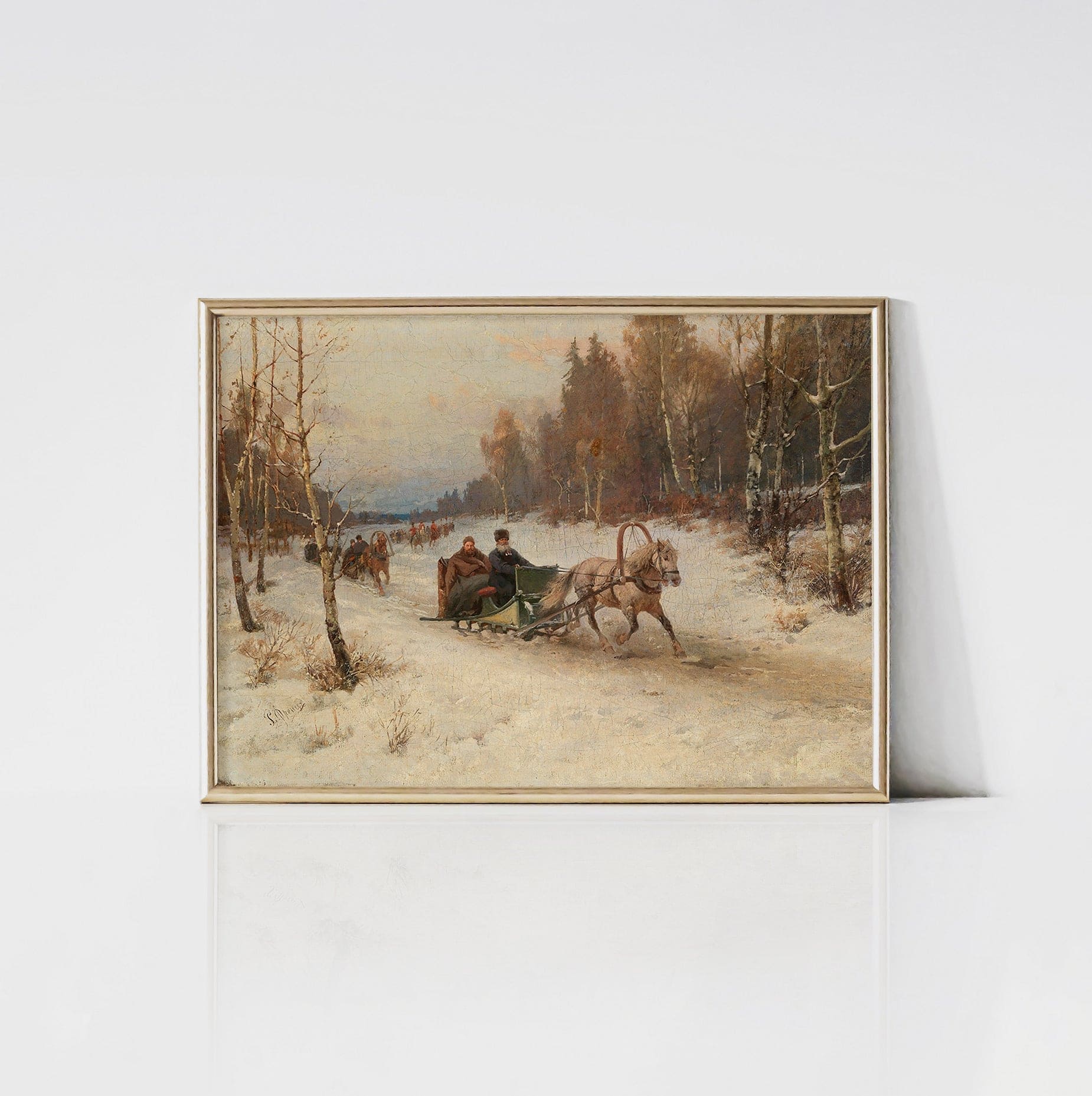 Sleigh Ride in Winter - Vintage Art Print