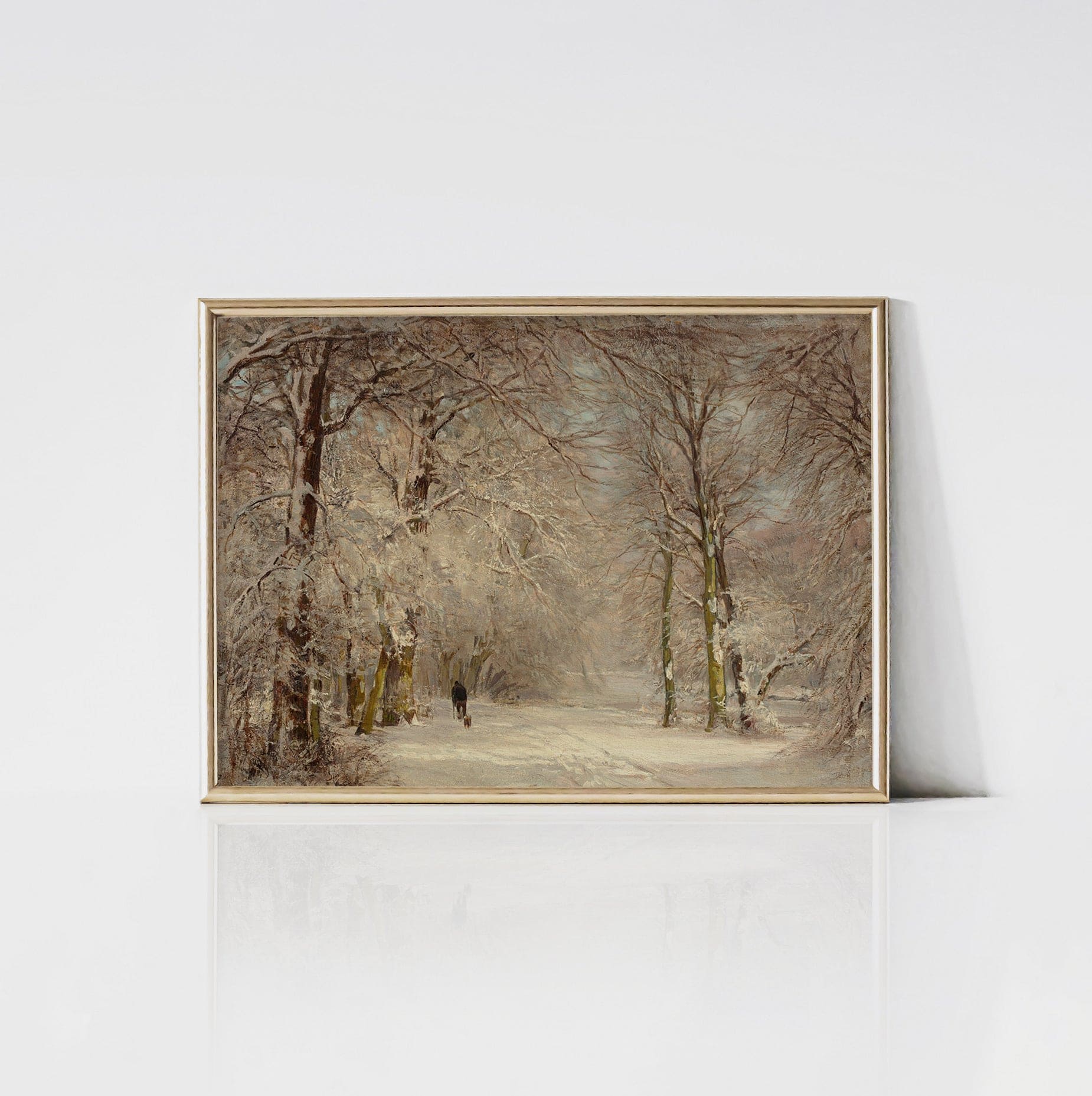 A Snow Covered Path in Winter - Vintage Art Print