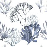 Detailed illustration of ocean coral branches in watercolor style on wallpaper