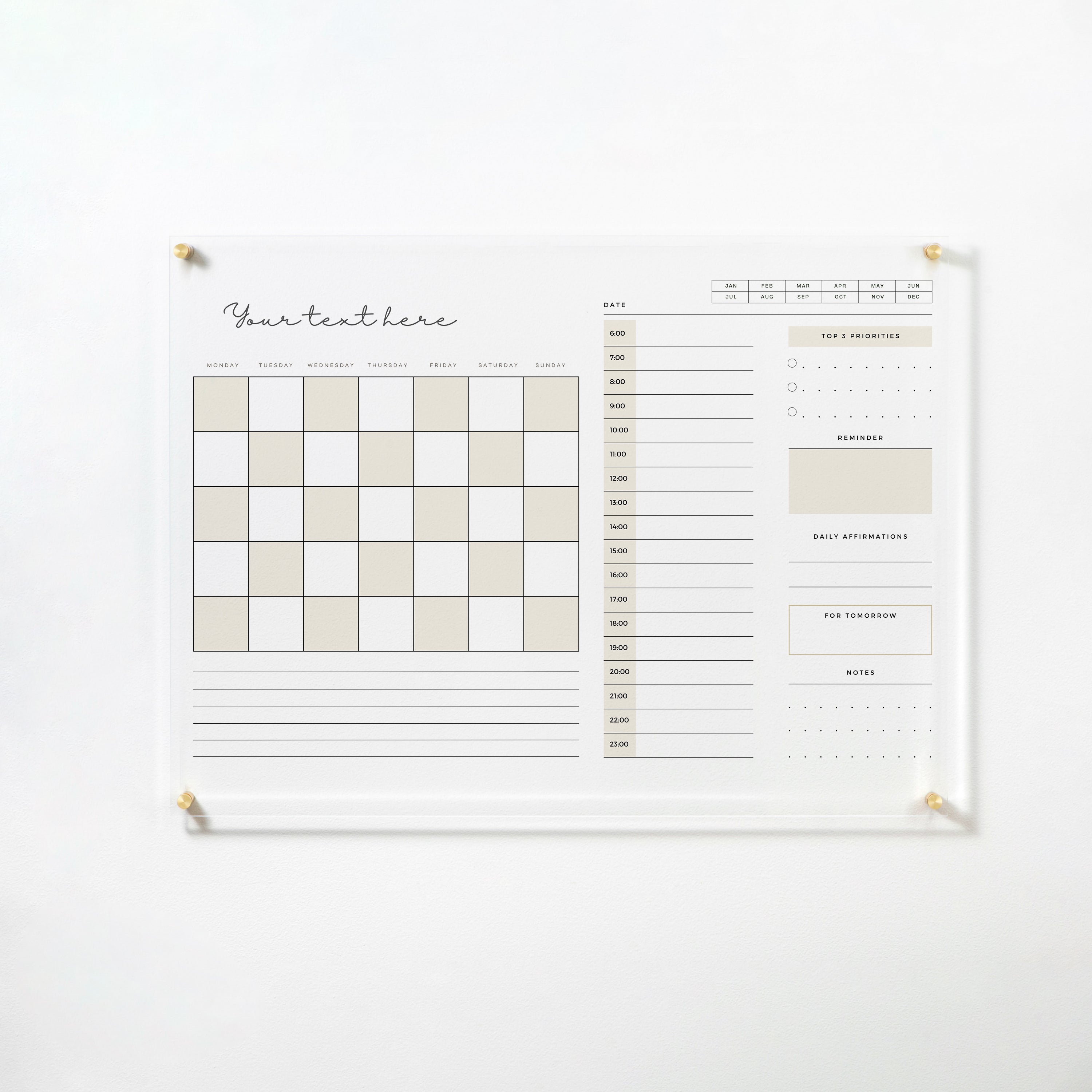 Custom Monthly Planner with Daily Notes - Checker