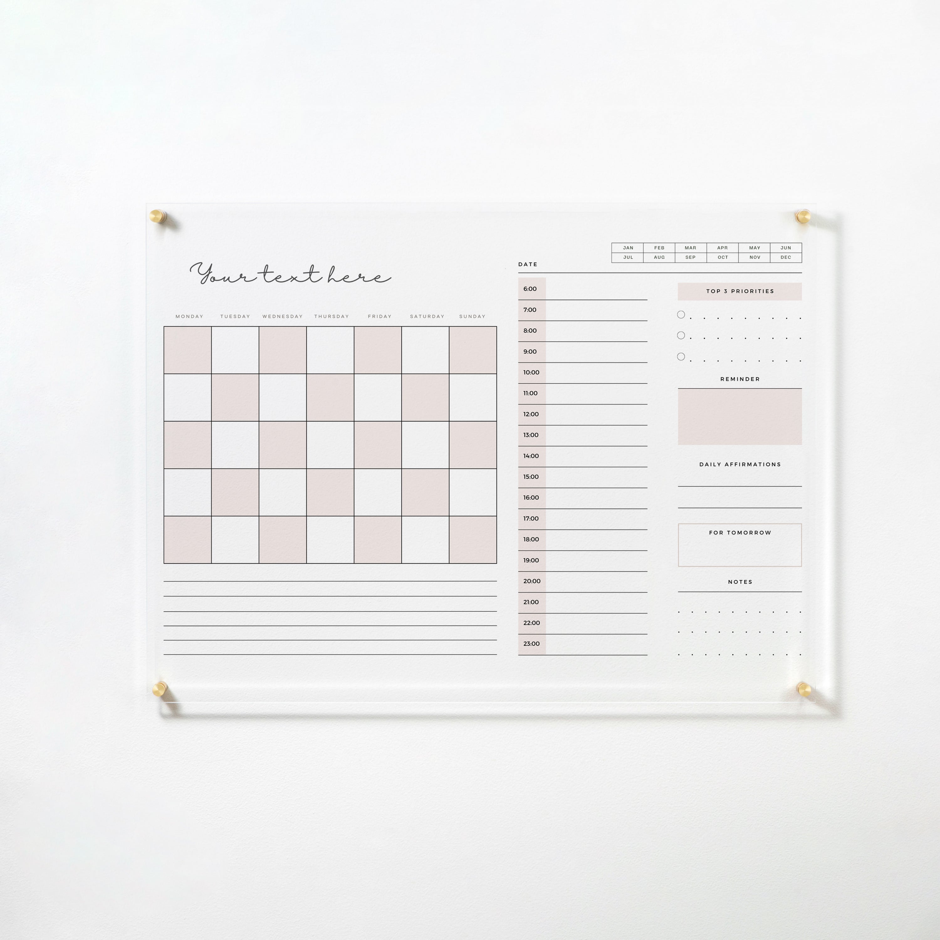 Custom Monthly Planner with Daily Notes - Checker