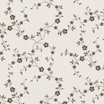 A close-up view of the Charming Floral Wallpaper in Deep Brown, emphasizing the detailed floral design against a soft background. This wallpaper brings a touch of nature indoors with its intricate and compact floral patterns.