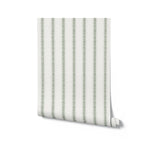Striped wallpaper roll with small horizontal lines on a white background