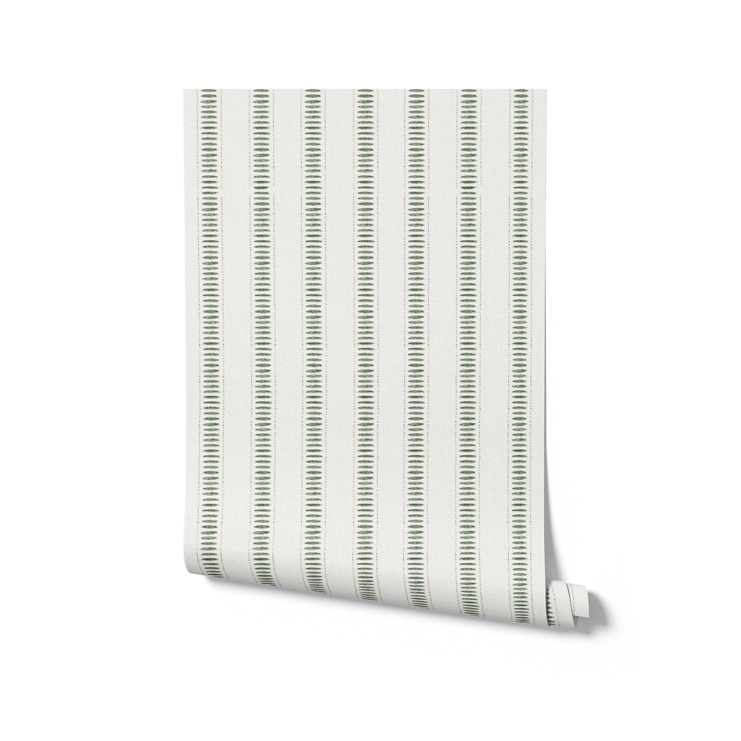 Striped wallpaper roll with small horizontal lines on a white background