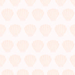Close-up of the Mermaid Sea Shell wallpaper pattern showing seamless shell designs in soft pink on a light background. Ideal for adding a gentle, oceanic touch to any room.