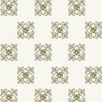 Pattern of green floral designs on a white background