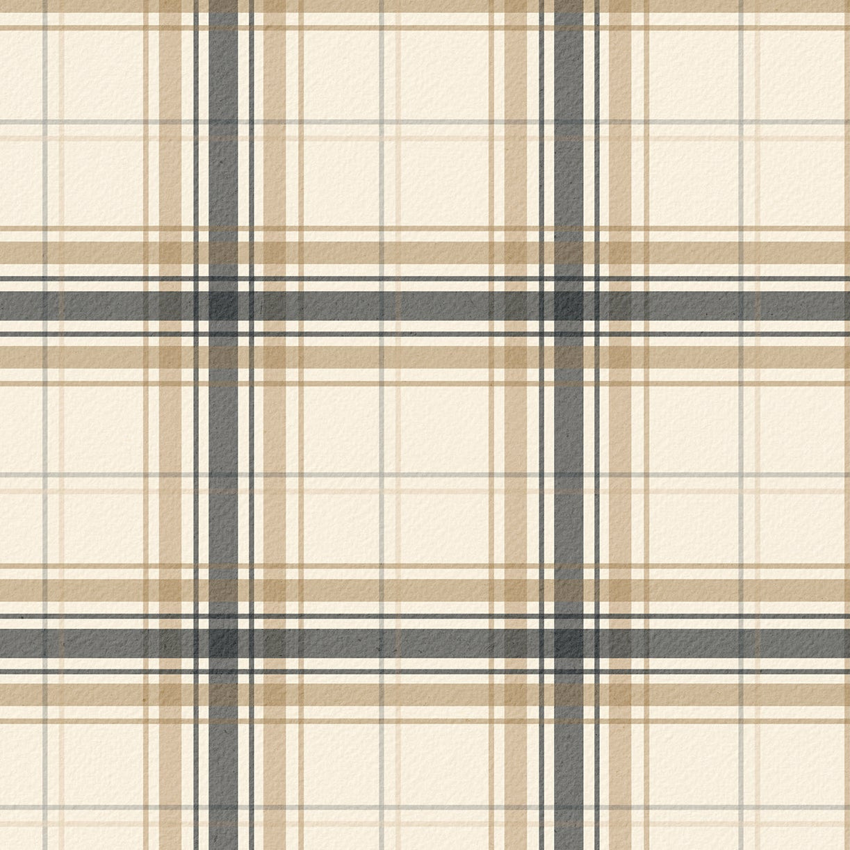 Plaid pattern with beige, brown, and black colors on a white background