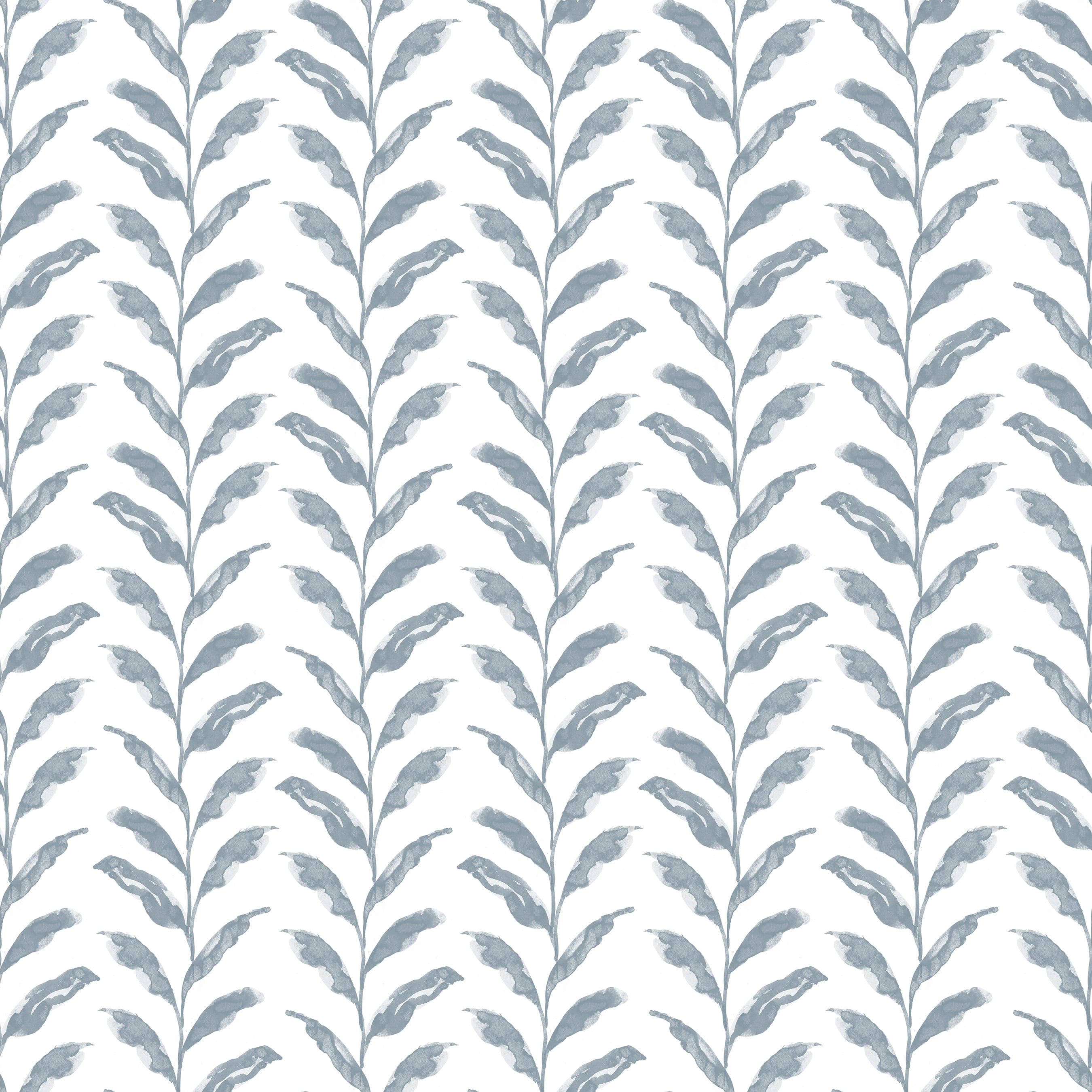 Seamless pattern of pale blue floral elements resembling brush strokes on a white background, creating a soft and serene ambiance.