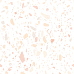A close-up view of the Pink Terrazzo Wallpaper, featuring a speckled pattern of soft pink, white, and neutral toned fragments scattered across a light background, resembling traditional terrazzo flooring.