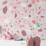 Kids Wallpaper - Bubble Gum Terrazzo in a study area