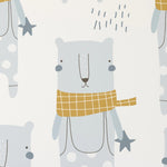 Kids Wallpaper Polar Bear Express with Polar Bears and Stars on Pastel Blue Background
