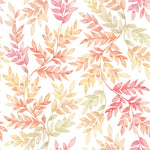 A seamless pattern of delicately painted watercolor leaves in warm hues of pink, yellow, and green. The leaves are arrayed in a dense, overlapping design that evokes the beauty of autumn foliage. This wallpaper brings an artistic and organic touch to any room.