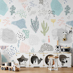 nursery wallpaper, peel and stick wallpaper,  nursery murals, removable nursery mural, removable kids room wallpaper, Multicolor wallpaper,