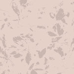 A delicate and subtle wallpaper design featuring abstract floral patterns in soft shades of gray on a blush pink background. The organic shapes and splatter-like textures give a serene and artistic feel to the wallpaper, perfect for creating a peaceful ambiance.
