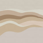 Close-up view of the Modern Landscape Wall Mural Wallpaper showcasing abstract wavy lines in shades of beige, brown, and cream, forming a visually soothing pattern.