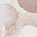 Close-up view of the Luxury Watercolor Wall Mural Wallpaper featuring overlapping abstract watercolor shapes in pink, beige, and gold tones with glittering accents