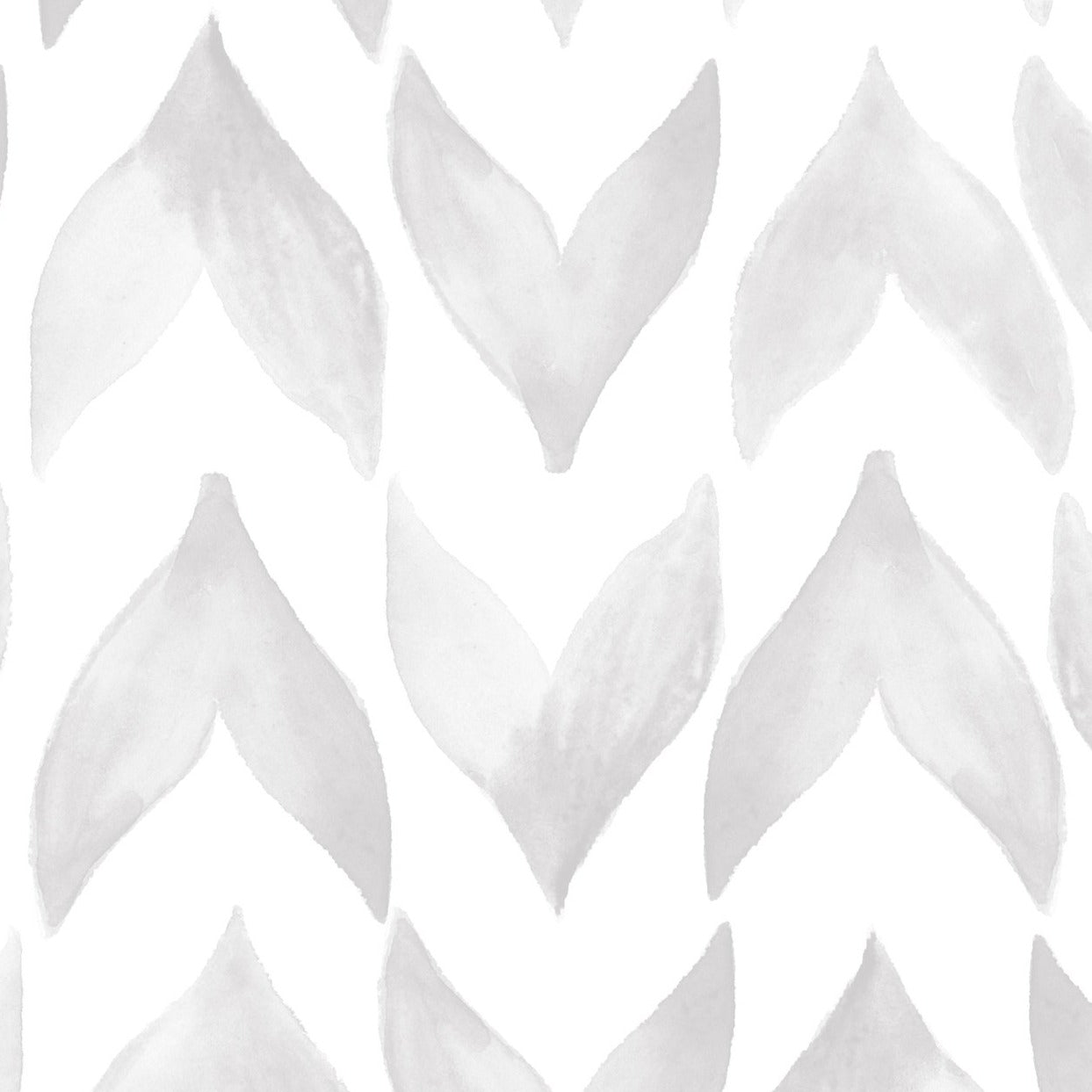 A close-up view of Moroccan Tile Wallpaper showing a watercolor effect with varying intensities of grey, resembling a mist or fog, on a white background with a hand-painted look.