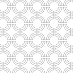 The Geometric Wallpaper displays a continuous, monochromatic pattern of interlocking circles and lines, creating an optical illusion of depth and movement. Its design is a contemporary interpretation of Art Deco style, ideal for adding an element of architectural interest to any space.