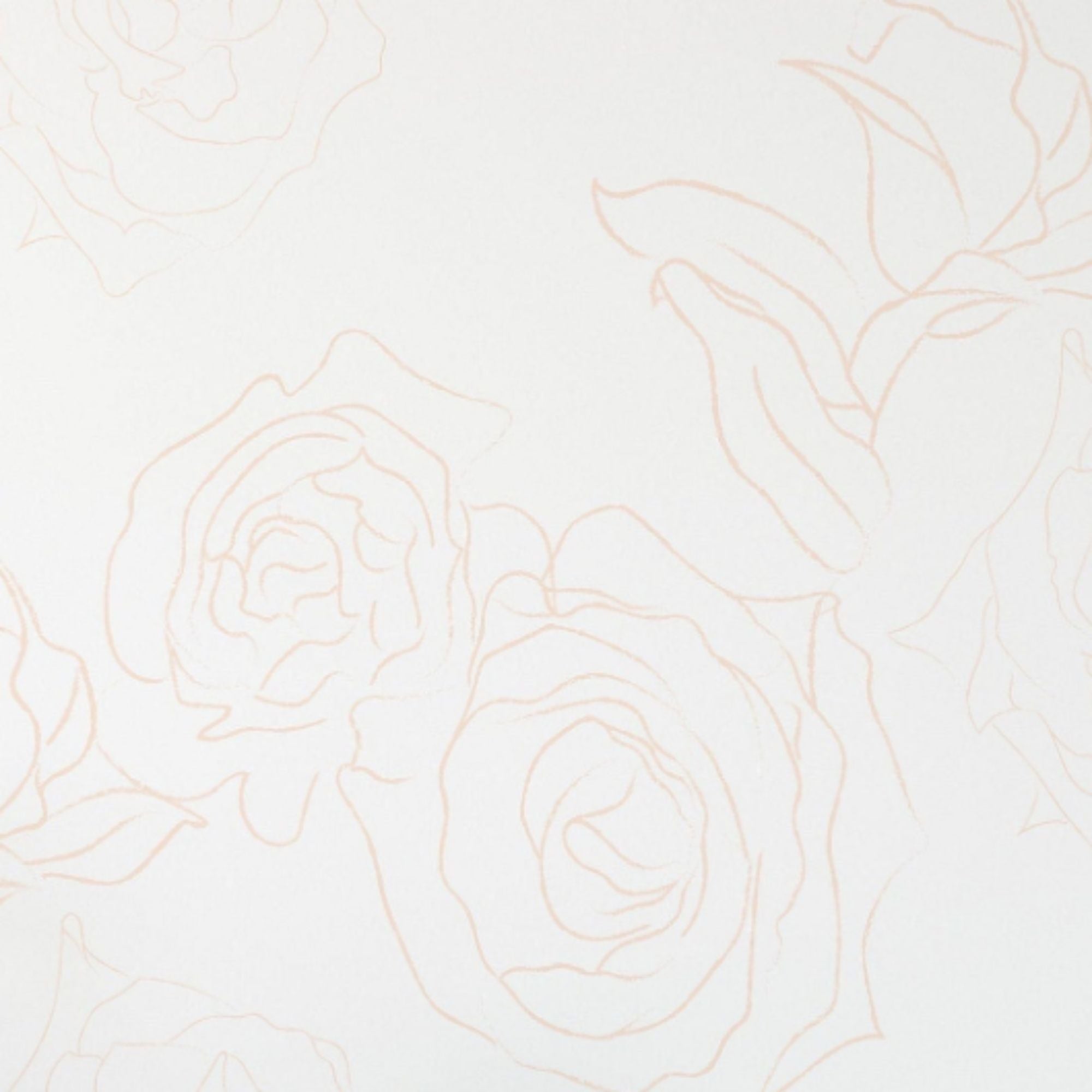Close-up of the Minimal Floral Line Wallpaper highlighting the intricate line art of roses, drawn in a minimalist style with copper lines, offering a subtle yet elegant botanical motif that evokes a sense of calm and simplicity.