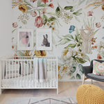 wallpaper, peel and stick wallpaper, Home decor, floral wallpaper, watercolor bright floral wallpaper, Multi color wallpaper,  Kids room wallpaper, 