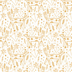 Chic and artistic 'Dog Wallpaper 34' featuring white and golden abstract dogs and stars on a clean background, ideal for a modern and stylish room setting.